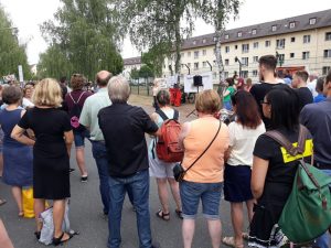Die Organisatoren der Bamberger Mahnwache Asyl brachten in mehreren Redebeiträgen ihren Protest gegen die AnkER-Zentren zum Ausdruck.
