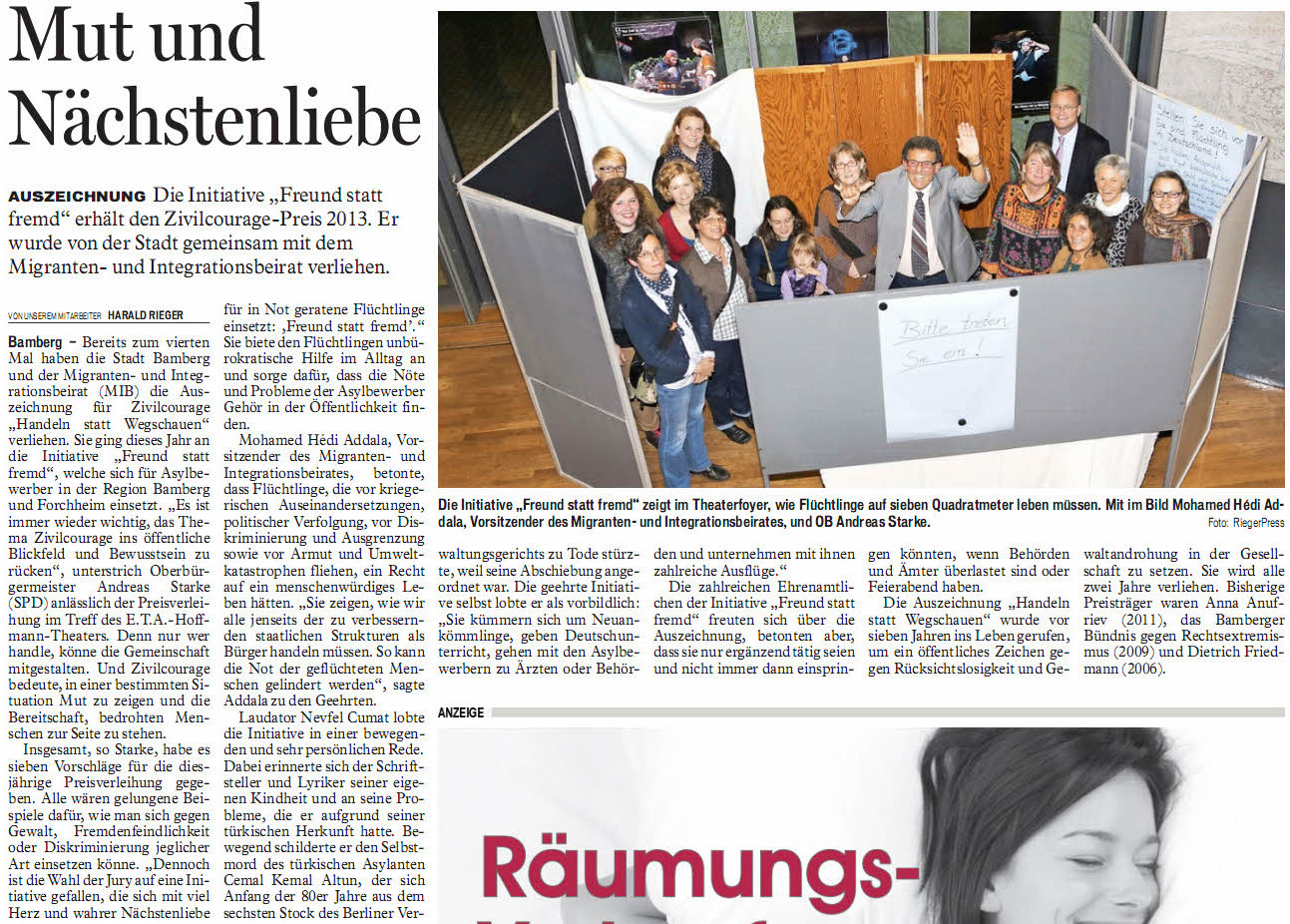 Read more about the article Zivilcourage-Preis 2013 für “Freund statt fremd”