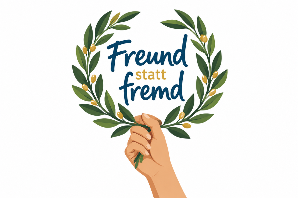 Lorbeerkranz mit Freund-statt-fremd-Logo